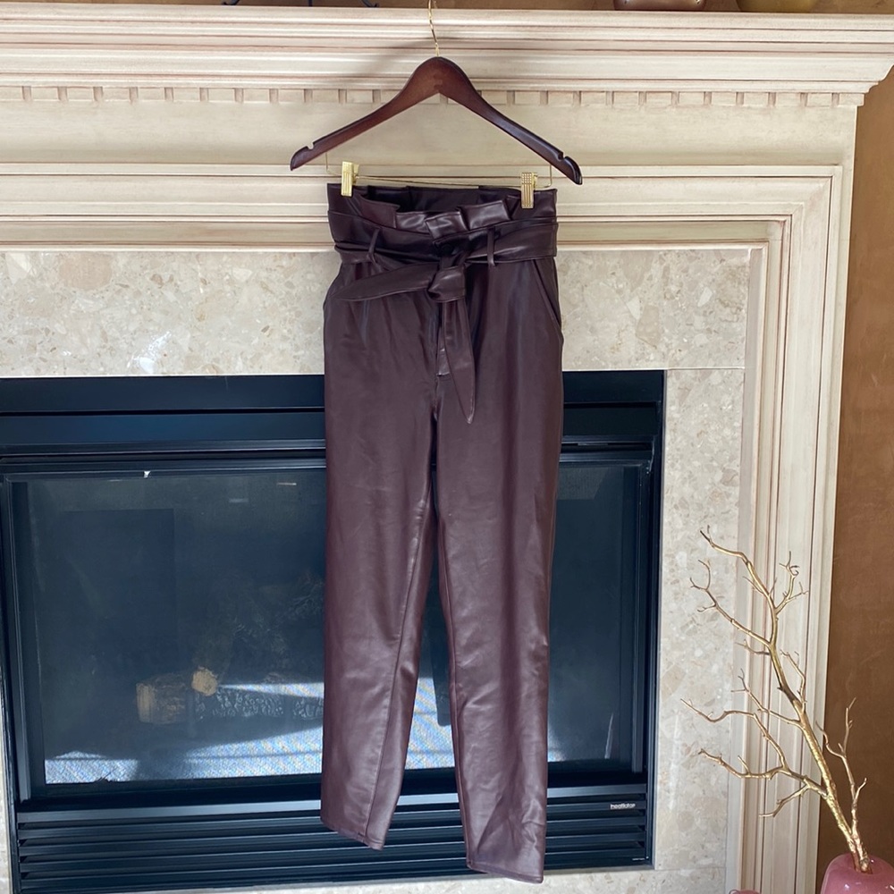 Chocolate, brown pleather pants size small